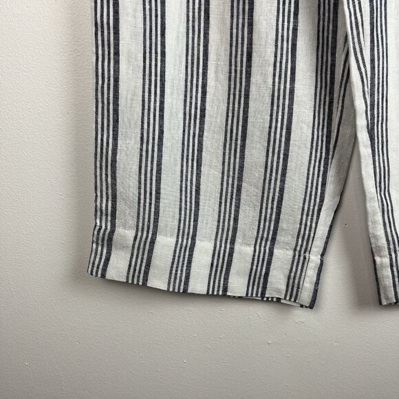 Kaari Blue 100% Linen Wide‎ Leg Cropped Pants Culottes Size 4 Pockets Casual - Picture 4 of 11